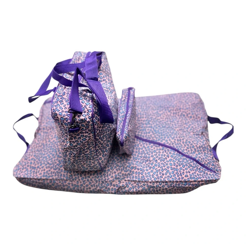 3 Pieces Set Of Purple and Pink Leopard Kids Bag Set